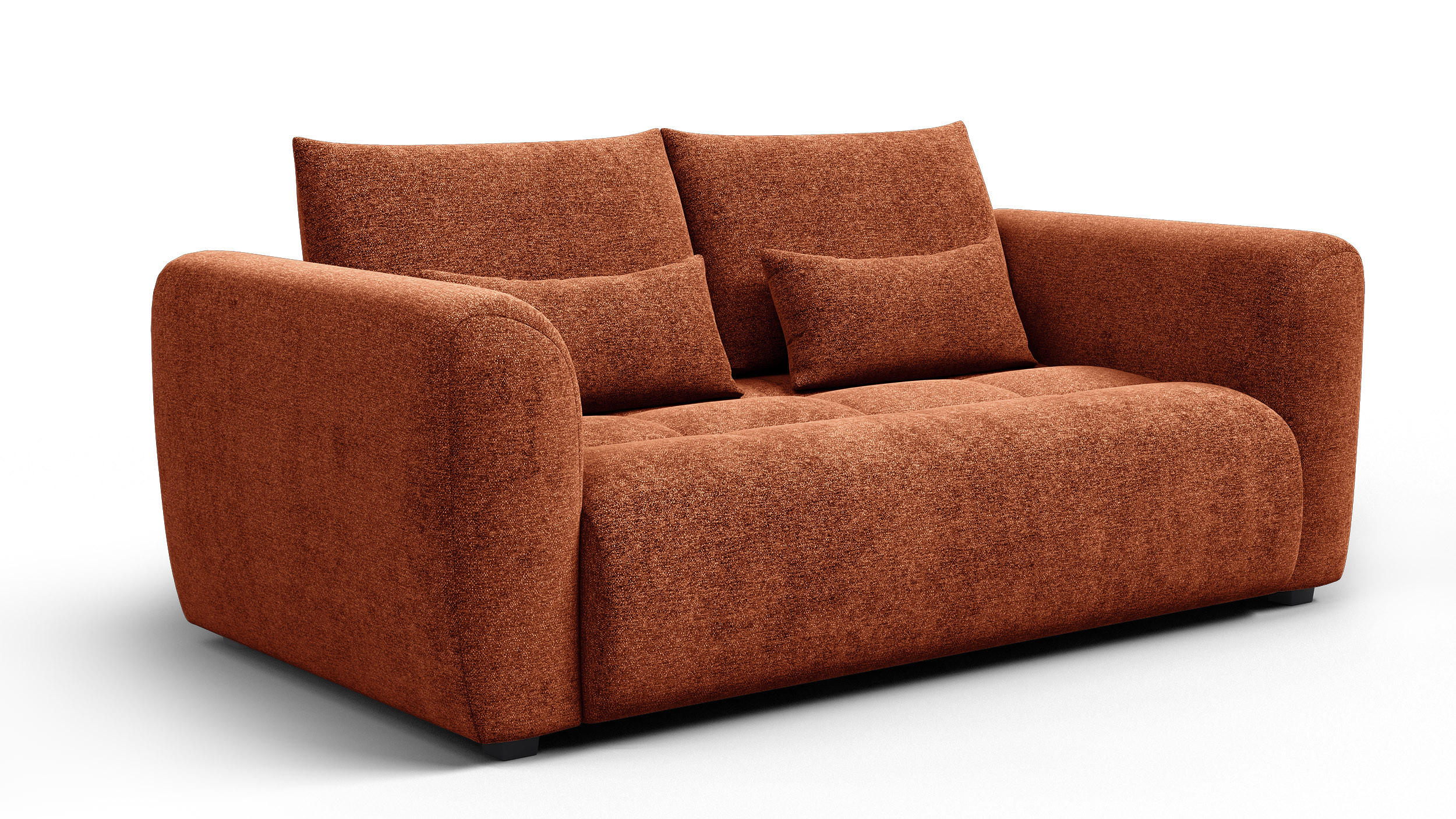 SOFA SORENO 3-Sitzer, orange - Schwarz/Orange, Holz/Textil (214/94/114cm) - Courtois Laville
