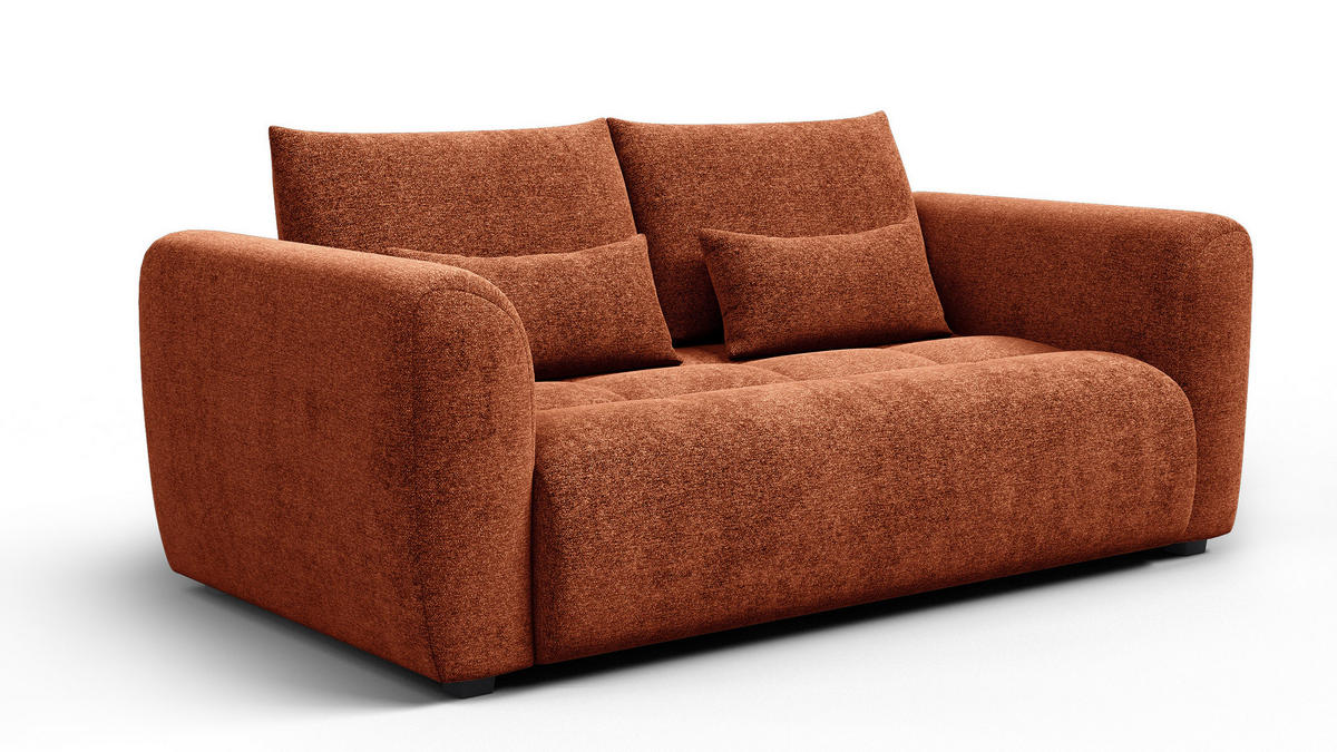 SOFA SORENO 3-Sitzer, orange - Schwarz/Orange, Holz/Textil (214/94/114cm) - Courtois Laville
