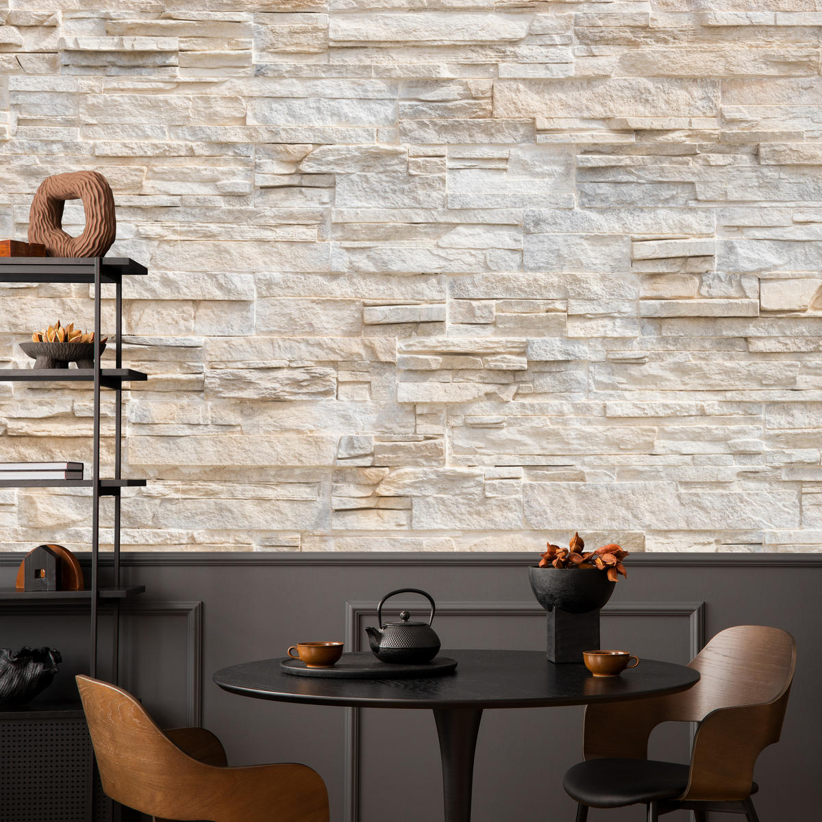 FOTOTAPETE für Wohnzimmer Beige Ziegel Rustikal Wand 300x210 - Beige/Braun, Papier (300/210cm) - Muralo