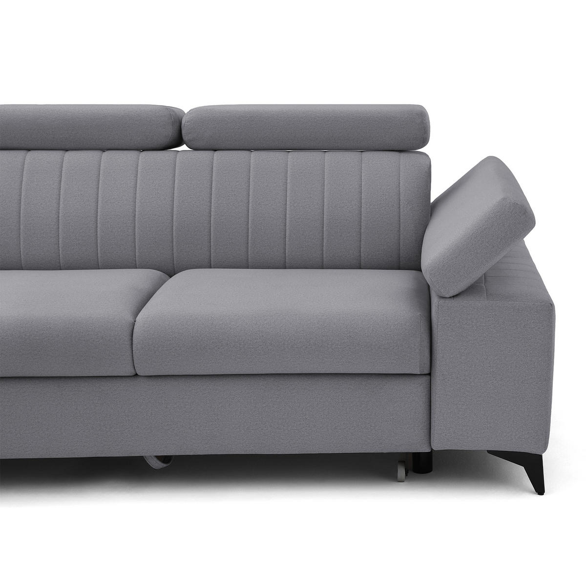 ECKSOFA FELIX L Links mit Schlaffunktion Velours Dunkelgrau - Dunkelgrau/Schwarz, Holz/Textil (257/176cm) - Muffo