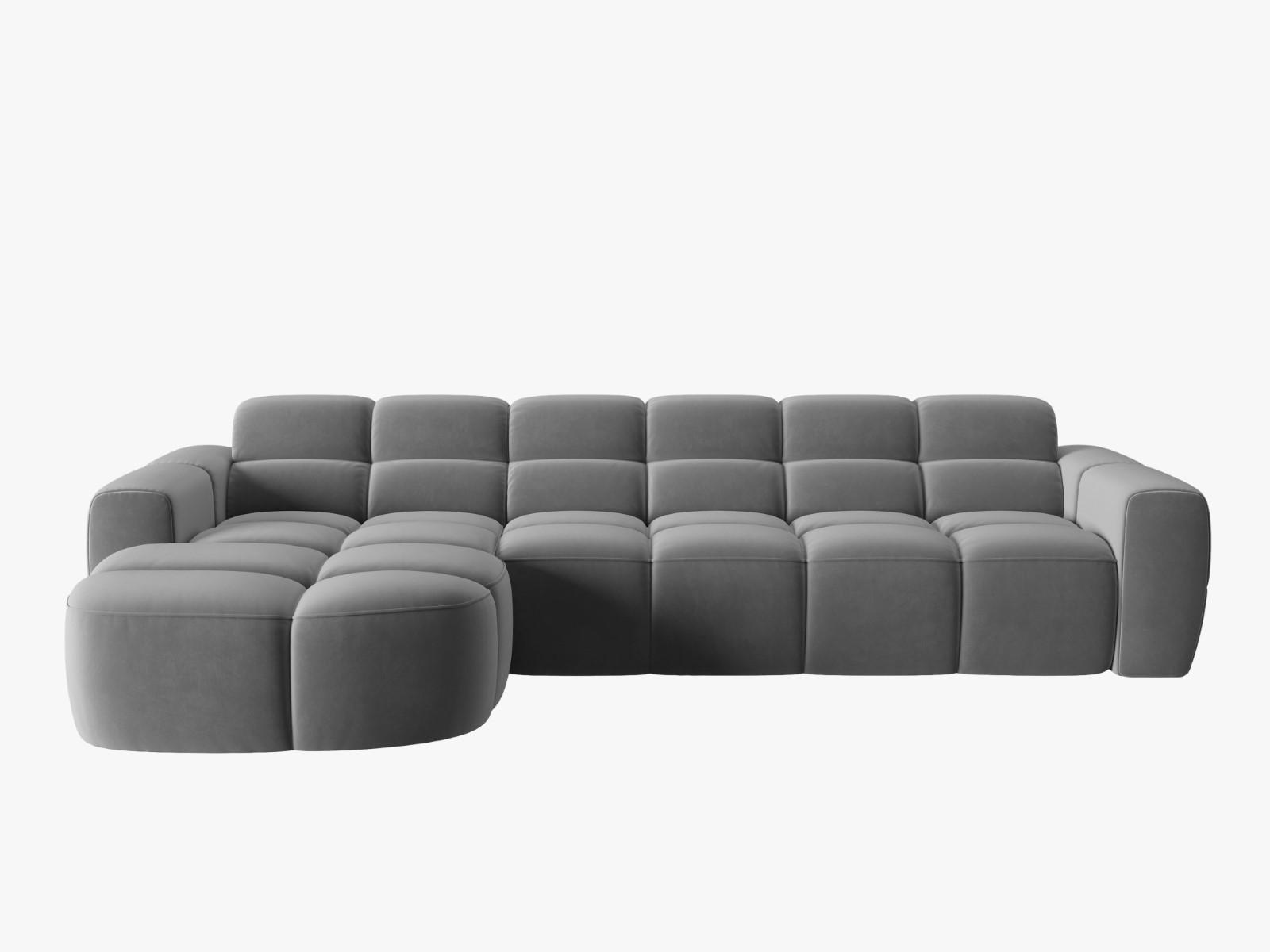 ECKSOFA links Lisa aus Samt hellgrau 4 Sitzplätze - Hellgrau, Textil (170/310cm) - Micadoni