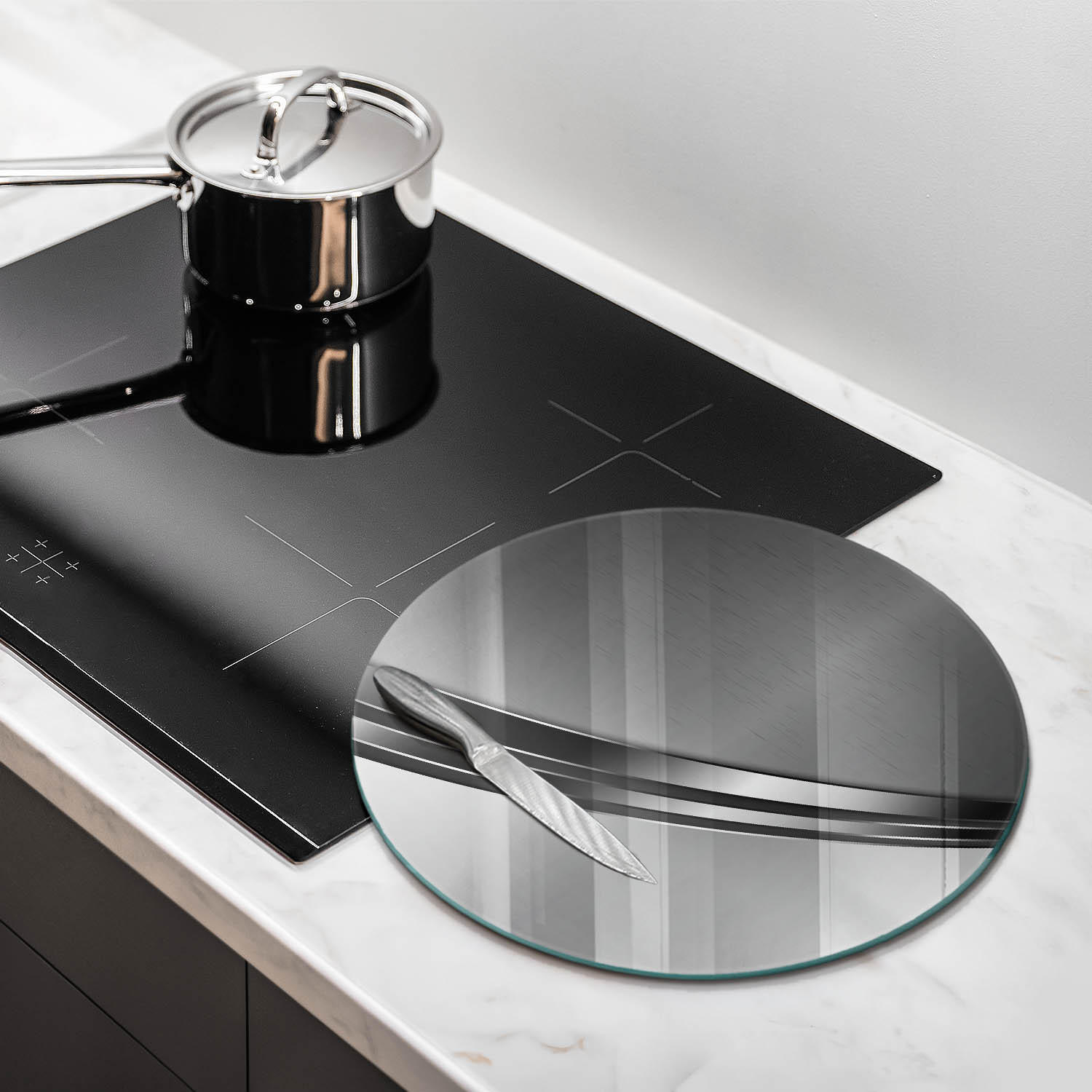 GLASPLATTE Ø 40 cm Metall Abstraktion Struktur - Kupferfarben, Glas (40/40cm) - Wallfluent