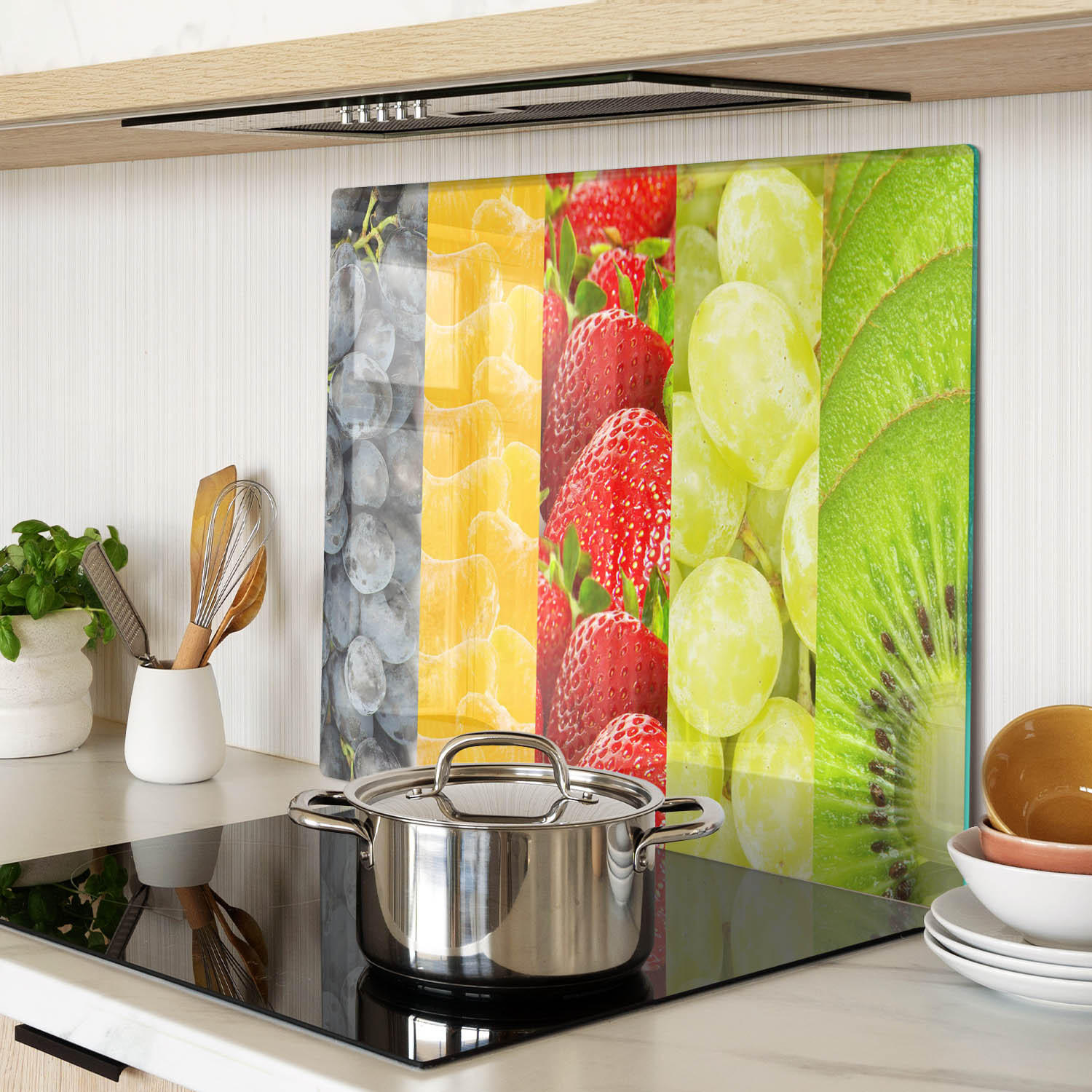 GLASPLATTE 60x52 cm Bunte Früchte - Multicolor, Glas (60/0.4/52cm) - TULUP