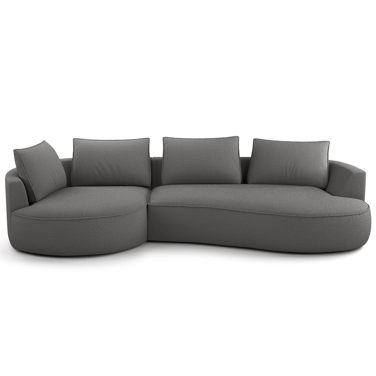 BIGSOFA - Schwarz/Grau, Kunststoff/Textil (322/82/154cm) - home24