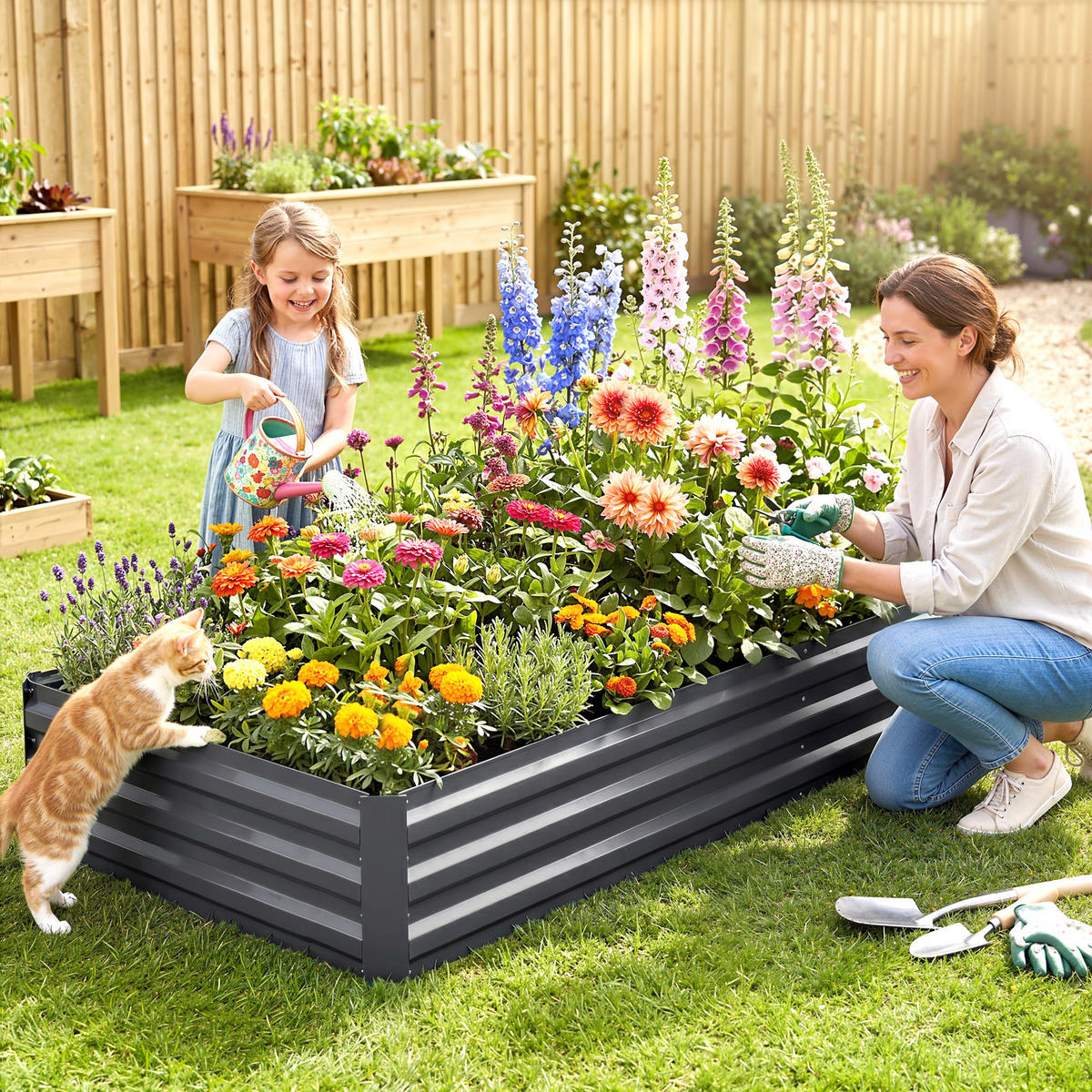 HOCHBEET DE-12210 rechteckig 241/90/30 cm aus Wellblech Grau - Grau, Metall (241/30/90.5cm) - ComfortXL
