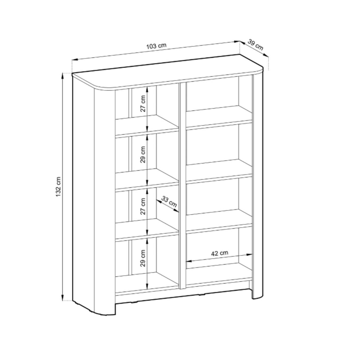 ABGERUNDETE Hochkommode AURA KW4D (Eiche Vicenza, Push to Open) - Eichefarben, Holz/Holzwerkstoff (103/132/39cm) - Ravio