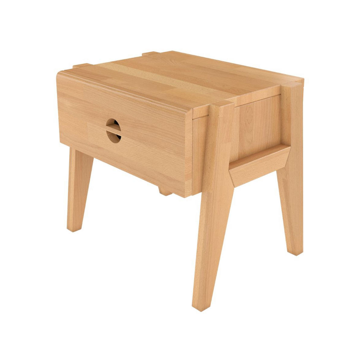 MASSIVHOLZNACHTTISCH Radom mit Schublade, Buche - lackiert, Naturfarben - Buchefarben, Holz/Buchenholz (45/41/34cm) - Visby