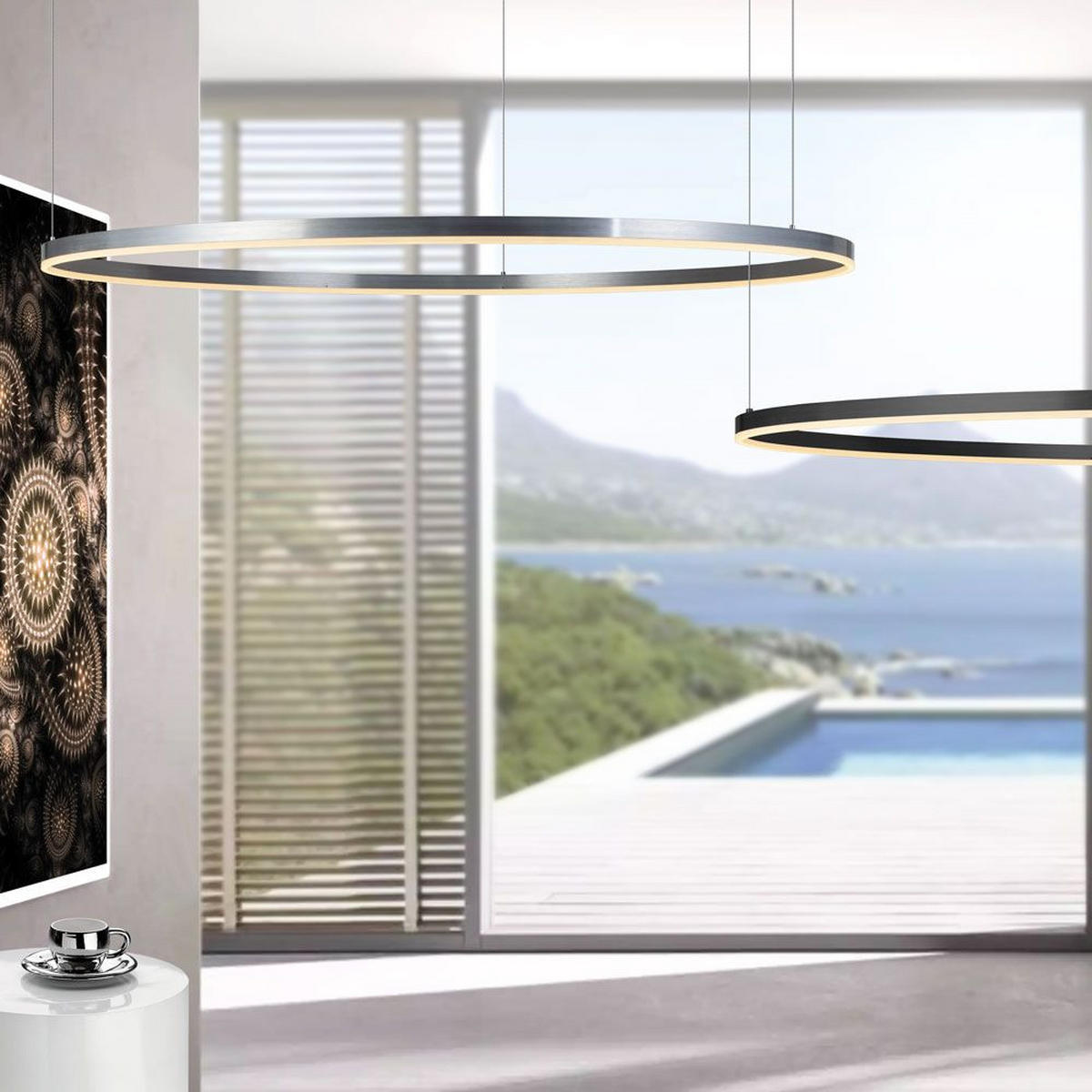 LED-HÄNGELAMPE Ring Schwarz Ø 120cm - Schwarz, Metall (120/1.3/3.3cm) - s.luce
