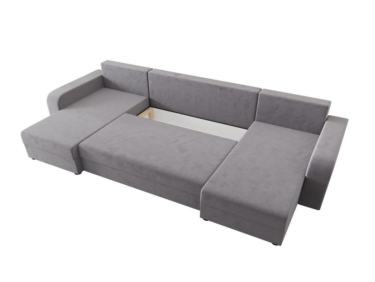 WOHNLANDSCHAFT HEWLET U BIS Itaka 50 mit Schlaffunktion - Grau, Textil (305/90/140cm) - Bedante