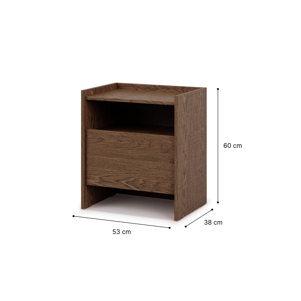 NOČNÍ STOLEK Japandi Tmavé dřevo - hnědá, kompozitní dřevo (53/60.5/38cm) - Petits-meubles
