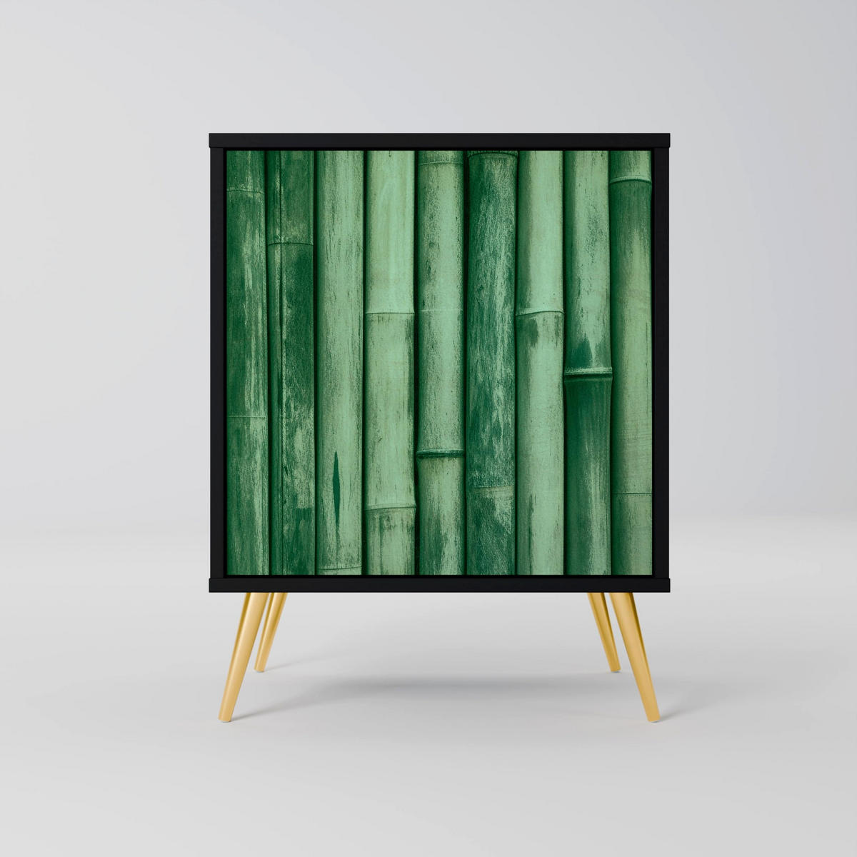 SIDEBOARD NATURAL GREEN, Schwarz, 57,5x42x70,5 cm, Schwarze Metall-Sternfüße - Multicolor/Schwarz, Holzwerkstoff/Metall (57.5/70.5/42cm) - SpaceRebels