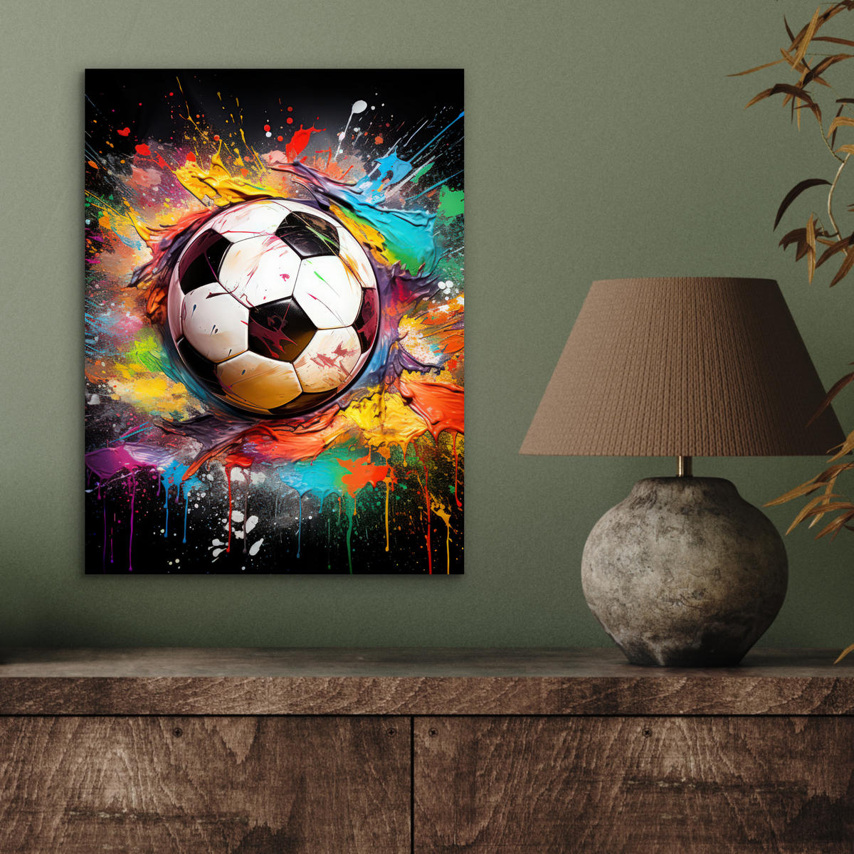 KOVOVÝ OBRAZ Futbal - Farba - Farby - Čierna - Biela 30x40 cm - biela, kov (30/40cm) - MuchoWow