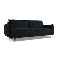 3-SITZER SOFA mit Schlaffunktion Samt Stoff Blau - Blau/Schwarz, Textil/Metall (230/86/105cm) - Makamii