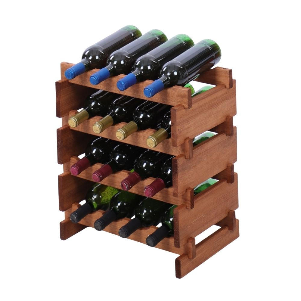 WEINREGAL VINOTECA FLEX PRO HxBxT 51x46x28cm 16 Flaschen auf 4 Ebenen Braun geölt - Braun, Holz (46/51/28cm) - PROREGAL