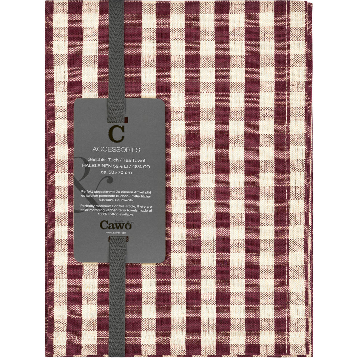 GESCHIRRTÜCHER LINEN CLASSICS KARO 538 BURGUND - 83 - Rot, Textil (50/70cm) - Cawö
