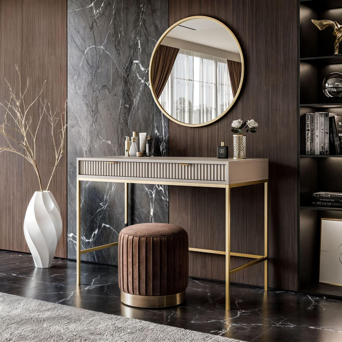 KONSOLENTISCH CORTADO GOLD T104 KASCHMIR - Beige, Holzwerkstoff (50/104/78cm) - Lookway