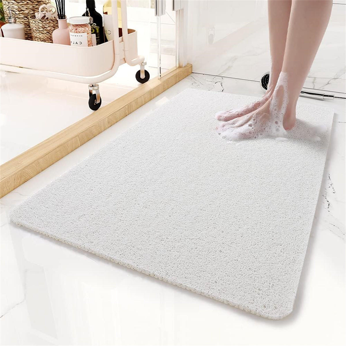 DUSCHMATTE – 40 x 60 cm – Weiß – Atmungsaktiv - Weiß, Kunststoff (30/20cm)