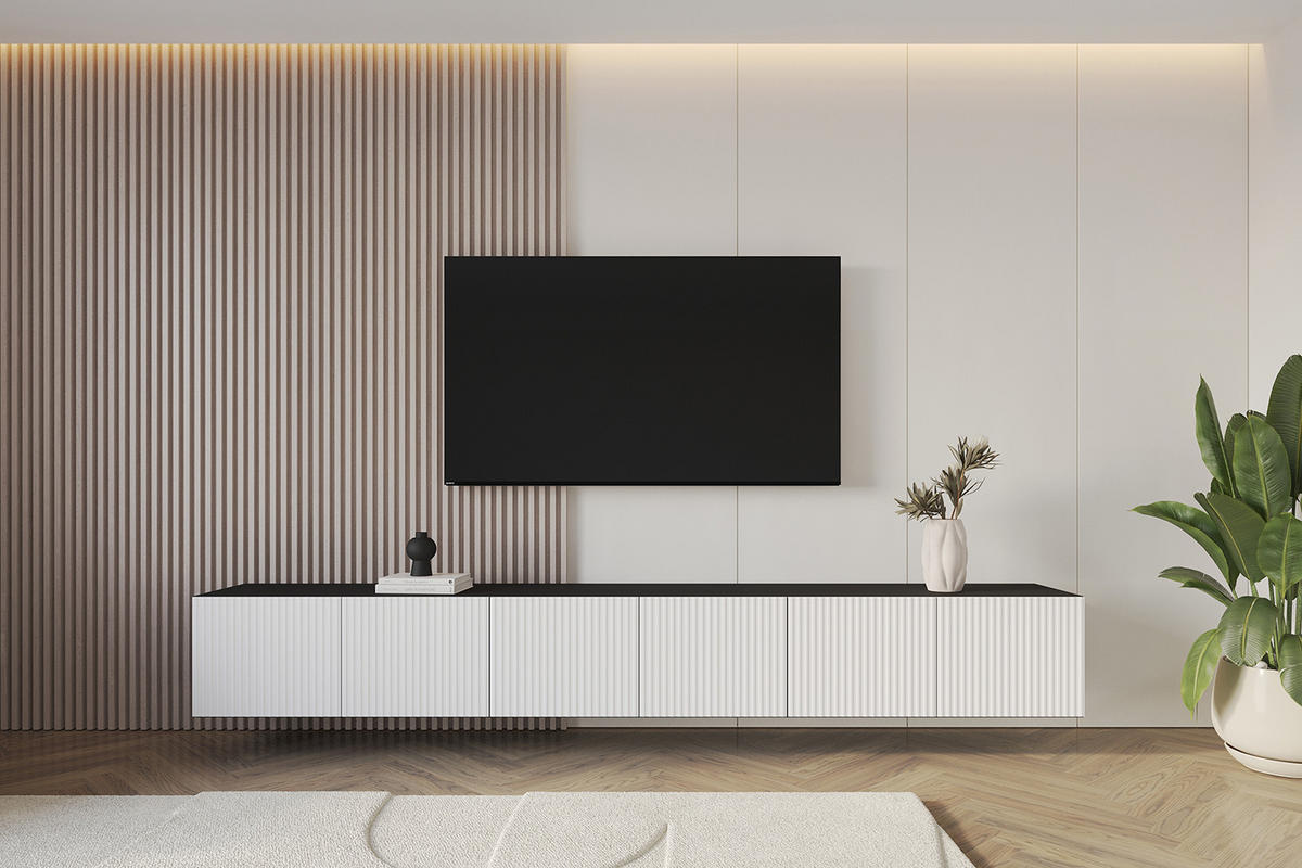 LOWBOARD NOA-2-W 3x100x40x41 cm - Schwarz / Weiß - Weiß, Holzwerkstoff (300/40/41cm) - ALTDECOR