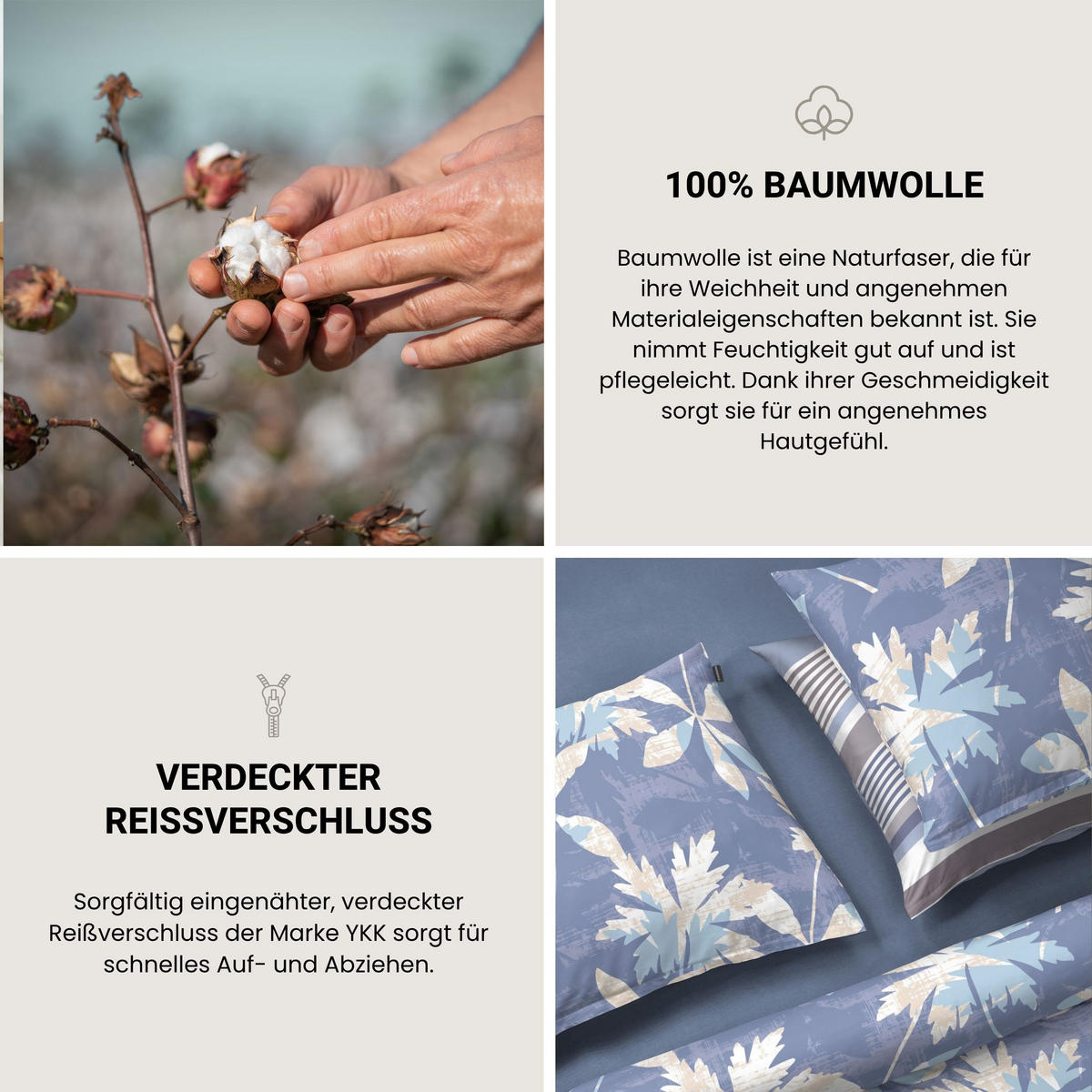 BETTWÄSCHESET Vera - Baumwollsatin - 2-teilig - 135 x 200 cm - Blau - Blau, Textil (135/200cm) - SCHIESSER