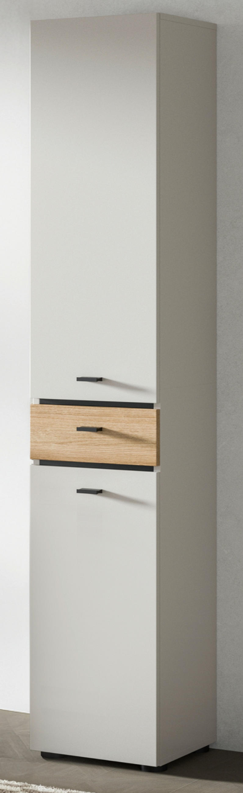 HOCHSCHRANK Kaschmir, Evoke Eiche 32 x 191 cm, Badschrank mit wechselbarem Türanschlag - Kaschmir/Eichefarben, Holzwerkstoff/Kunststoff (32/191/30cm) - Inn.Furn