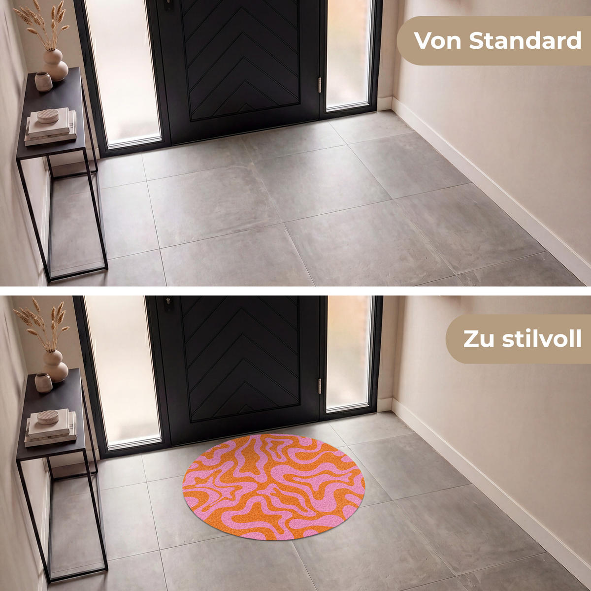 ROHOŽKA Vzor - růžová - oranžová - abstraktní - moderní 90x90 cm - růžová, textil/umělá hmota (90/0.4cm) - MuchoWow