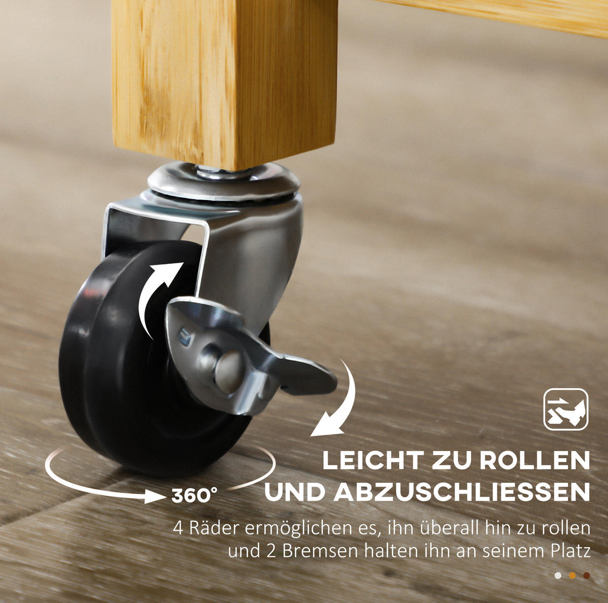 SERVIERWAGEN 84/36/85 cm mit Rollen, Schubladen und Glasplatte - Naturfarben, Holz (36/85/84cm) - BEAOK