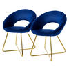 STUHL Samt blau 2er Set - Blau, Metall (53/77/64cm) - ML-DESIGN