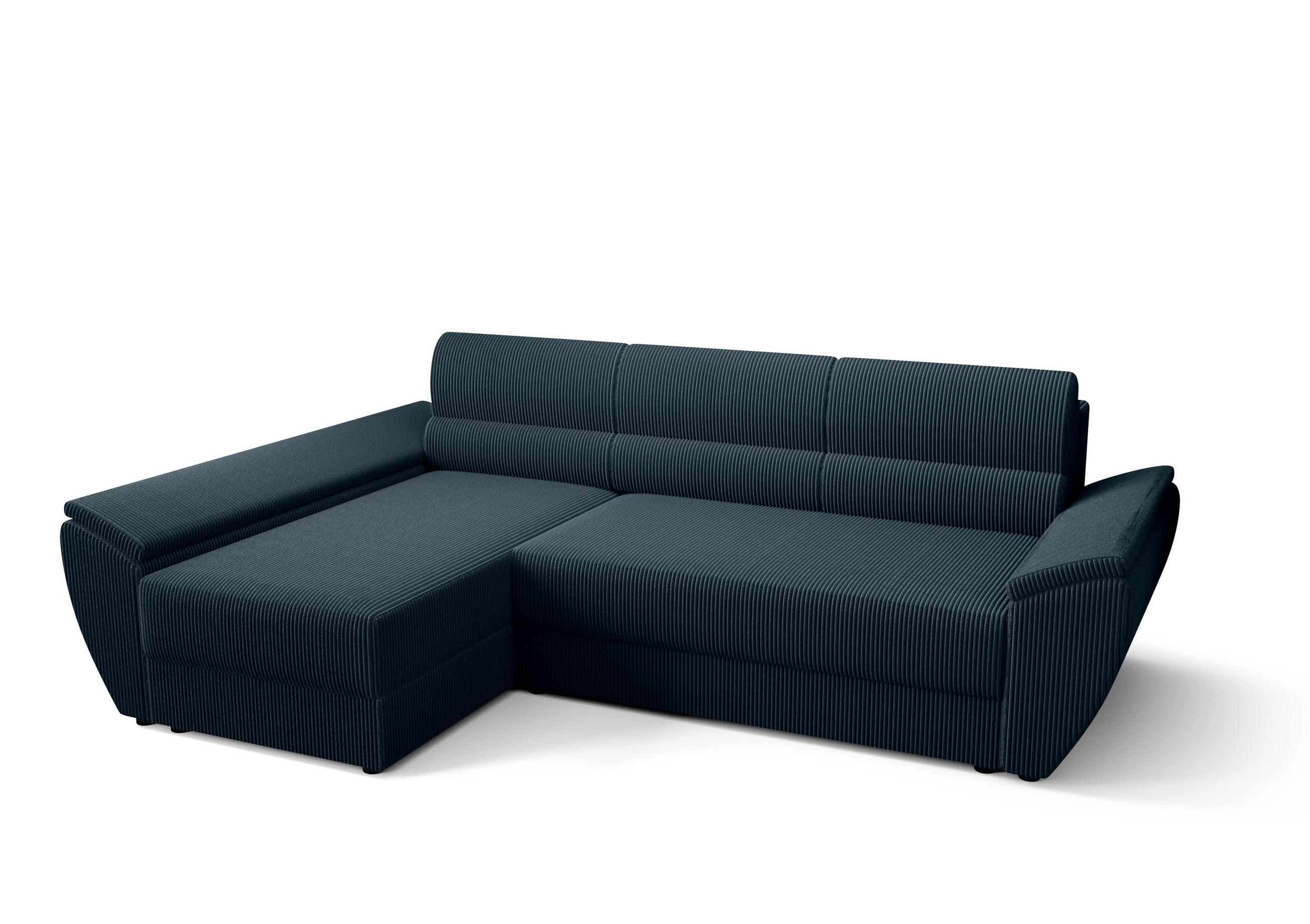 ECKSOFA L REBI L3 Poso 05 Links mit Schlaffunktion, Dunkelblau - Dunkelblau, Textil (251/140cm)