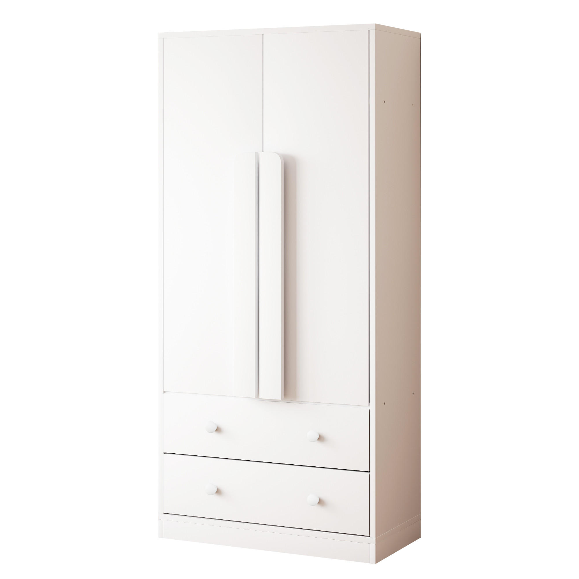 KLEIDERSCHRANK 70x40x170cm 2 Türen Schubladen Weiß - Weiß, Holz (70/170/40cm) - FLIEKS