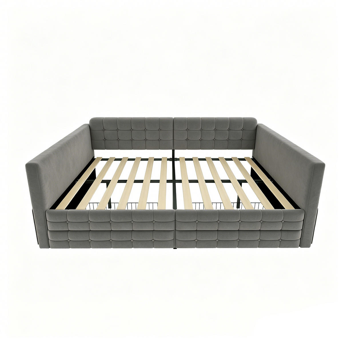 POLSTERBETT 140x190cm Schlafsofa Samt Stauraum Schubladen Grau - Grau, Textil (140/190cm) - FLIEKS
