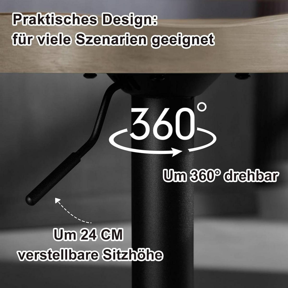 BARHOCKER 4er Set mit Sattelsitz, aus Massivholz, Helle Holzoptik - Ahornfarben/Schwarz, Holz/Metall (41.5/60/31.5cm) - Woltu