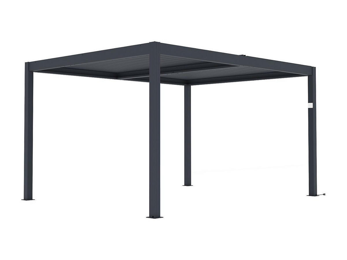 TERRASSENDACH bioklimatisch freistehend elektrisch aus Aluminium mit verstellbaren Lamellen - 12 m² - Anthrazit - AMADORA - Anthrazit, Metall (395/220/305cm) - Vente-Unique