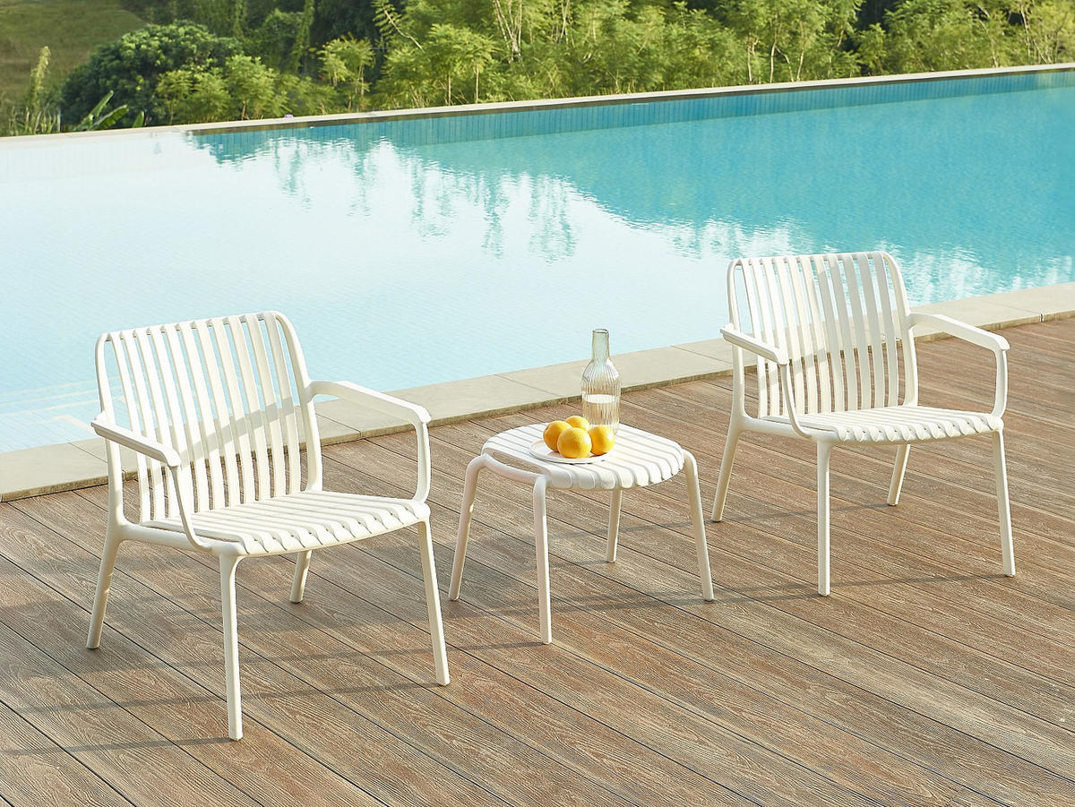 GARTENTISCH stapelbar - Polypropylen - Beige - SESEH von MYLIA - Beige, Kunststoff (55/50.5/40.5cm) - Vente-Unique