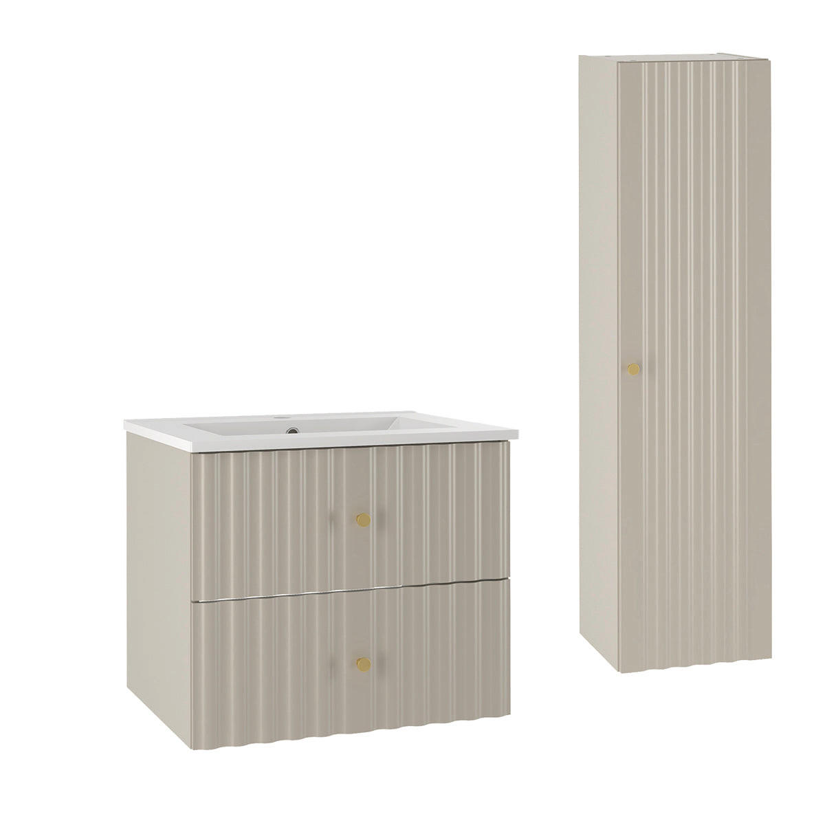 BADMÖBEL 60cm Izae 2er-Set Kaschmir - Beige, Holzwerkstoff (60/50/45.8cm) - Petits-meubles