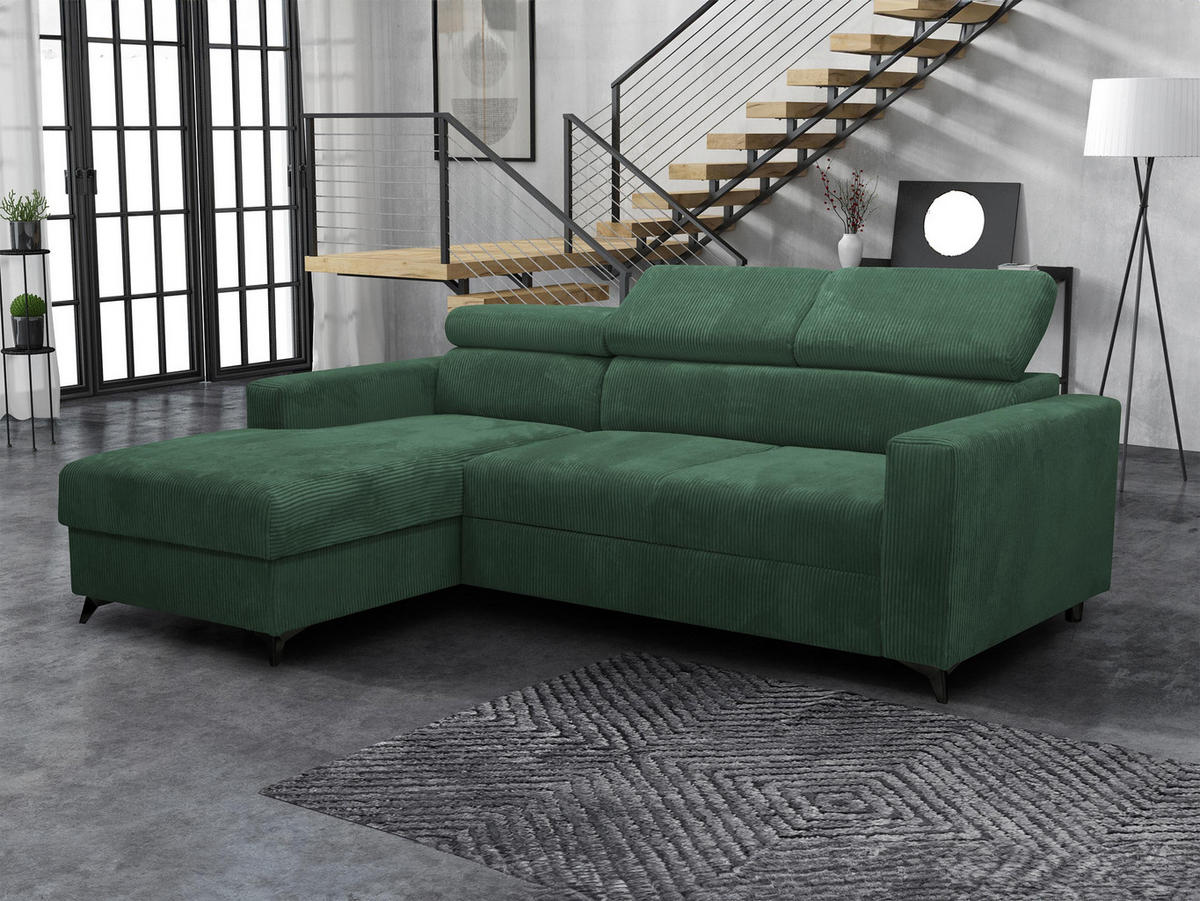 COLTAR Milano Premium Reiat, Stanga LC+2R - verde/negru, material textil/lemn (236/172cm) - MIRJAN24