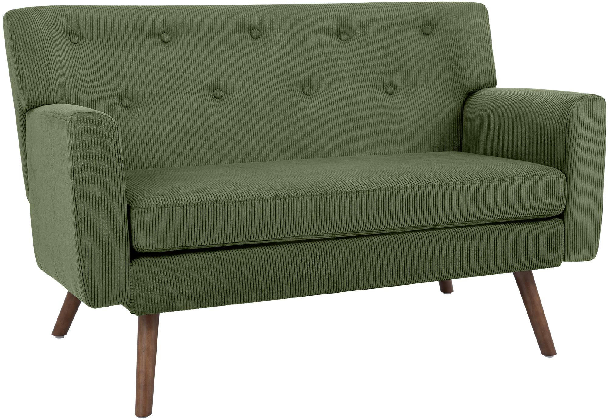 SOFA Arne Cord 2-Sitzer 120x74x81cm Cord Grün Couch - Grün, Kunststoff (120/81/74cm) - DELUKE