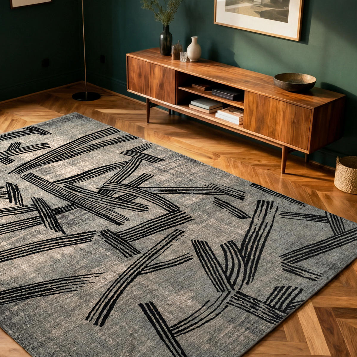 PREPROGA Kanji Dark Street 235/340 cm - siva, umetna masa/tekstil (235/340cm) - Louis De Poortere