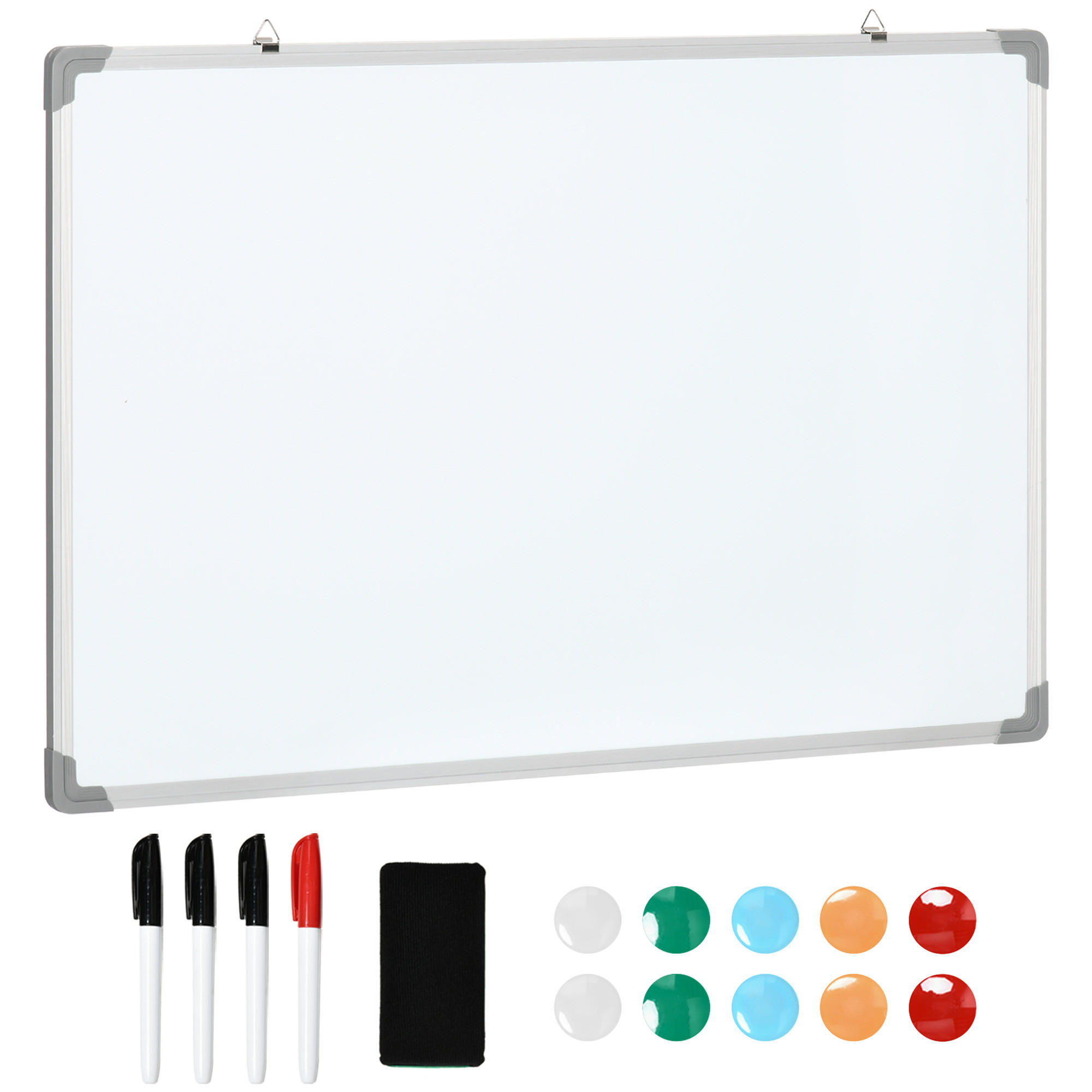 MAGNETTAFEL mit 4 Markern, leicht abwischbar, 90 x 1,8 x 60 cm - Weiß, Kunststoff (60/1.8/90cm) - HOMCOM