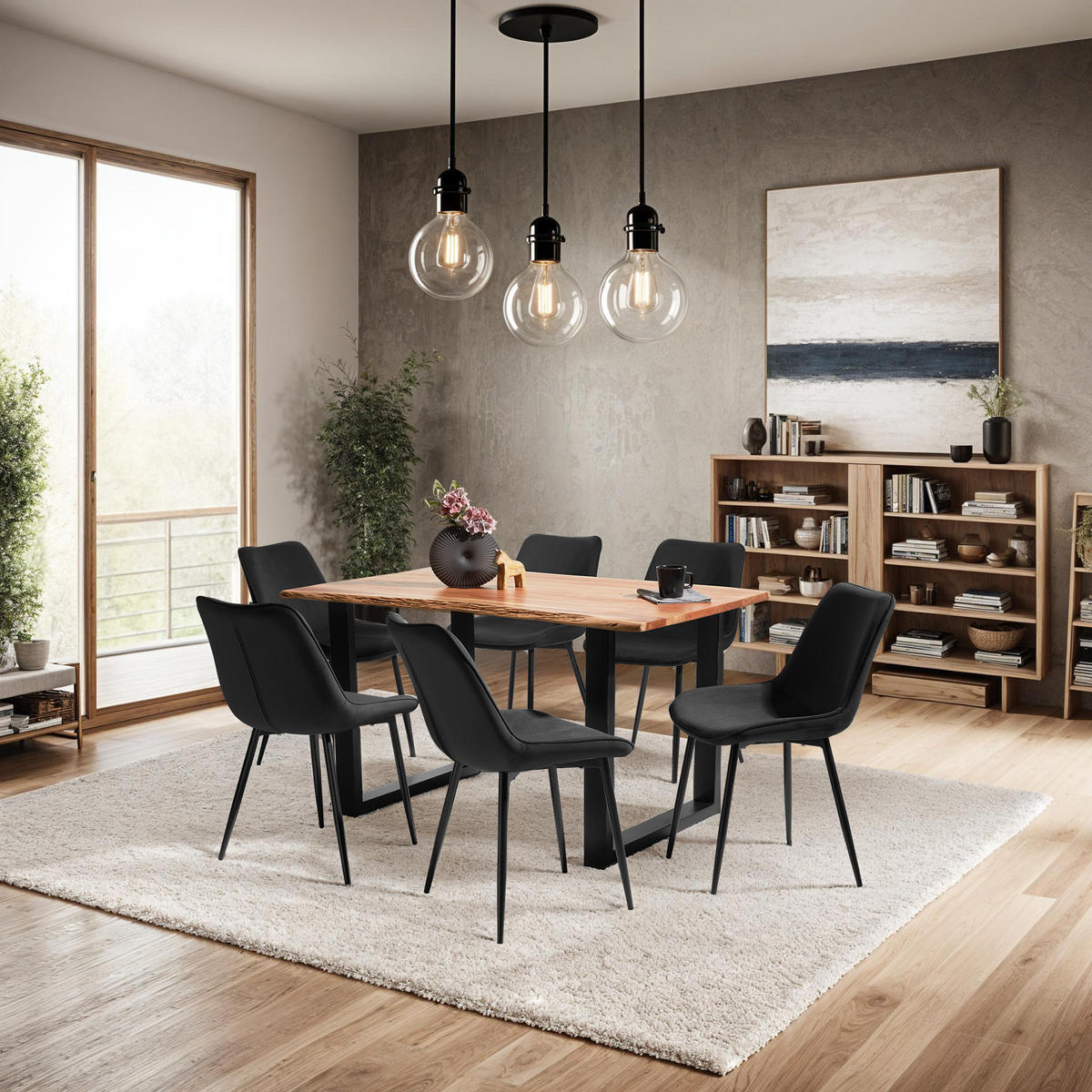STUHL 8er Set Monroe 48 x 59 x 82 5 cm schwarz - Schwarz, Kunststoff (48/82.5/59cm) - tectake
