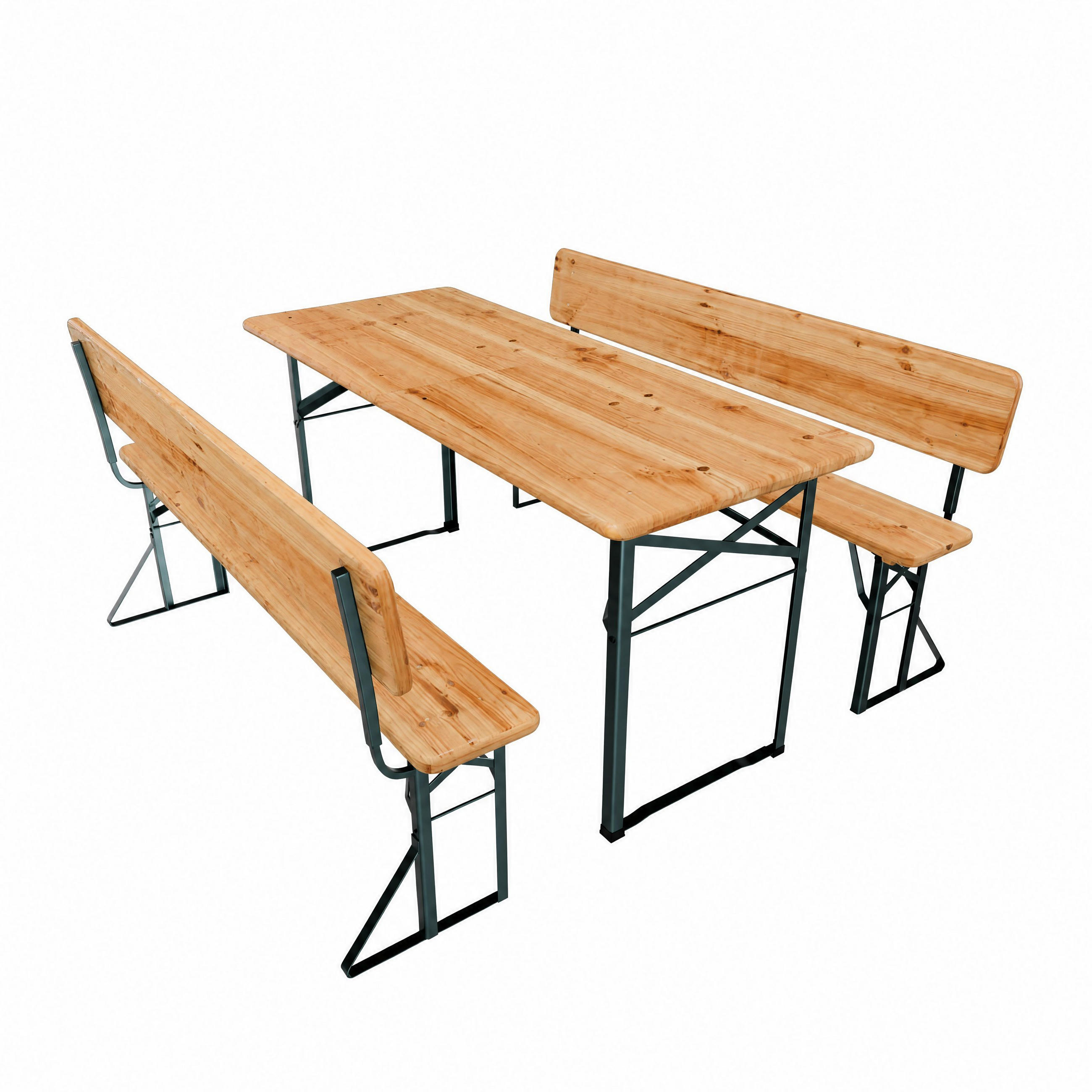 BIERZELTGARNITUR Kempten natur 170x70x75 cm klappbar - Naturfarben, Holz - Juskys