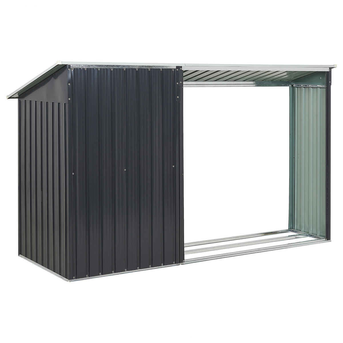 ZAHRADNÍ DOMEK NA NÁŘADÍ s Holzunterstand Ocel grafitově šedý/krémově bílý Aosta - šedá, kov (270/158/105cm) - Beliani