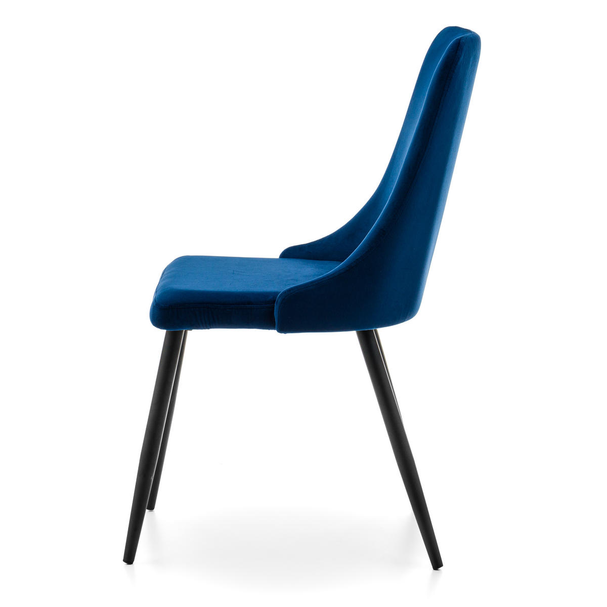 STUHL UNO gepolstert - dunkelblau - Samt Velours - Schwarz/Dunkelblau, Textil/Metall (48/95/57cm) - NEW HOME