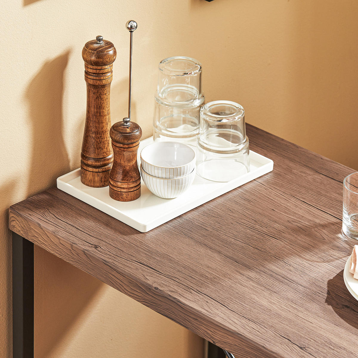 ESSTISCH + 2 x STÜHLE - Naturfarben, Holzwerkstoff/Metall (80/75/50cm) - SoBuy