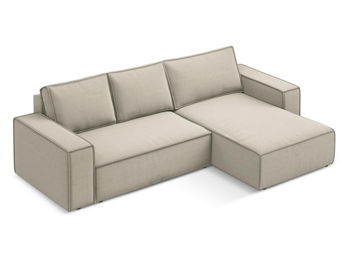 ECKSOFA mit Schlaffunktion Strukturstoff Stoff Grün - Schwarz/Olivgrün, Holz/Textil (236/162cm) - Makamii