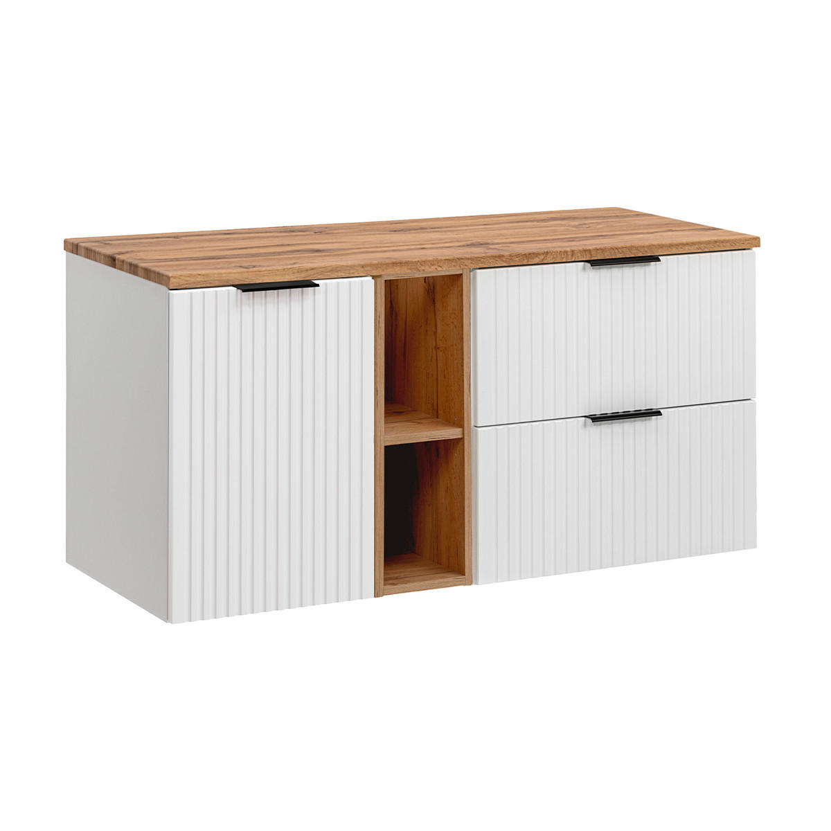 WASCHTISCHUNTERSCHRANK 120.8cm Adriel Weiß und Holz - Weiß, Holzwerkstoff (120.8/59/46cm) - Petits-meubles