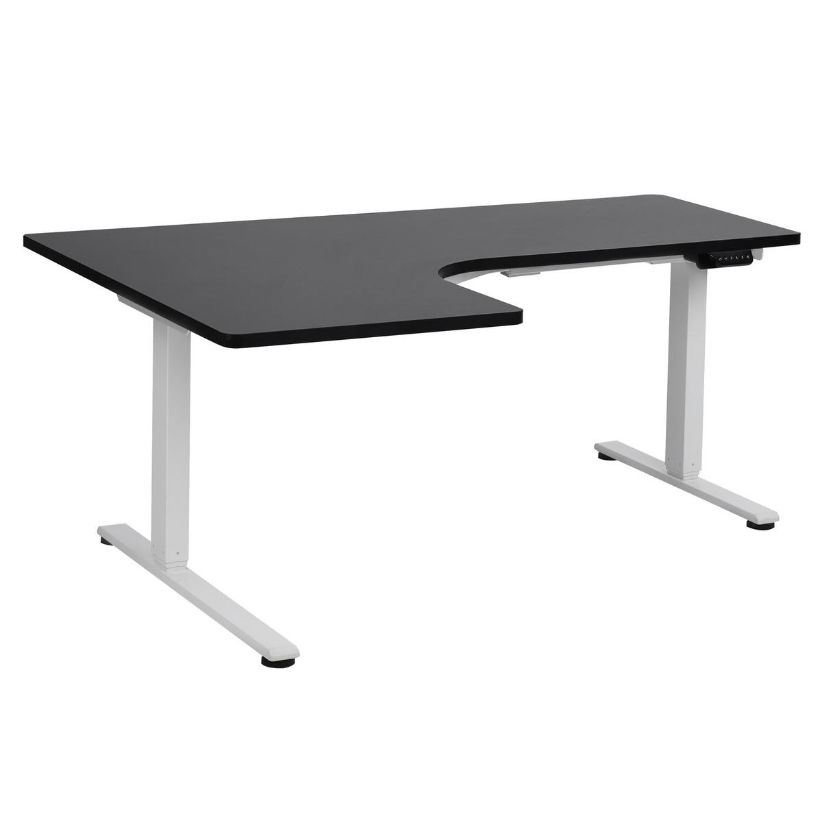ECKSCHREIBTISCH elektrisch höhenverstellbar 160/109 cm Schwarz/Weiß linksseitig Destines - Schwarz/Weiß, Holzwerkstoff/Metall (109/160/60cm) - Beliani