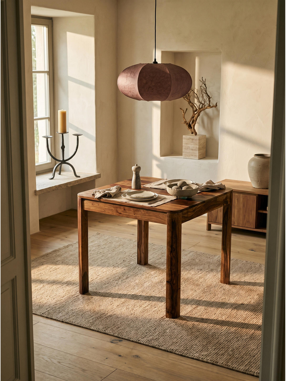 ESSTISCH CHARENTE, Dunkles Massivholz, handgefertigt, 80 x 80 x 76 cm - Braun, Holz (80/80/76cm) - KADIMA DESIGN
