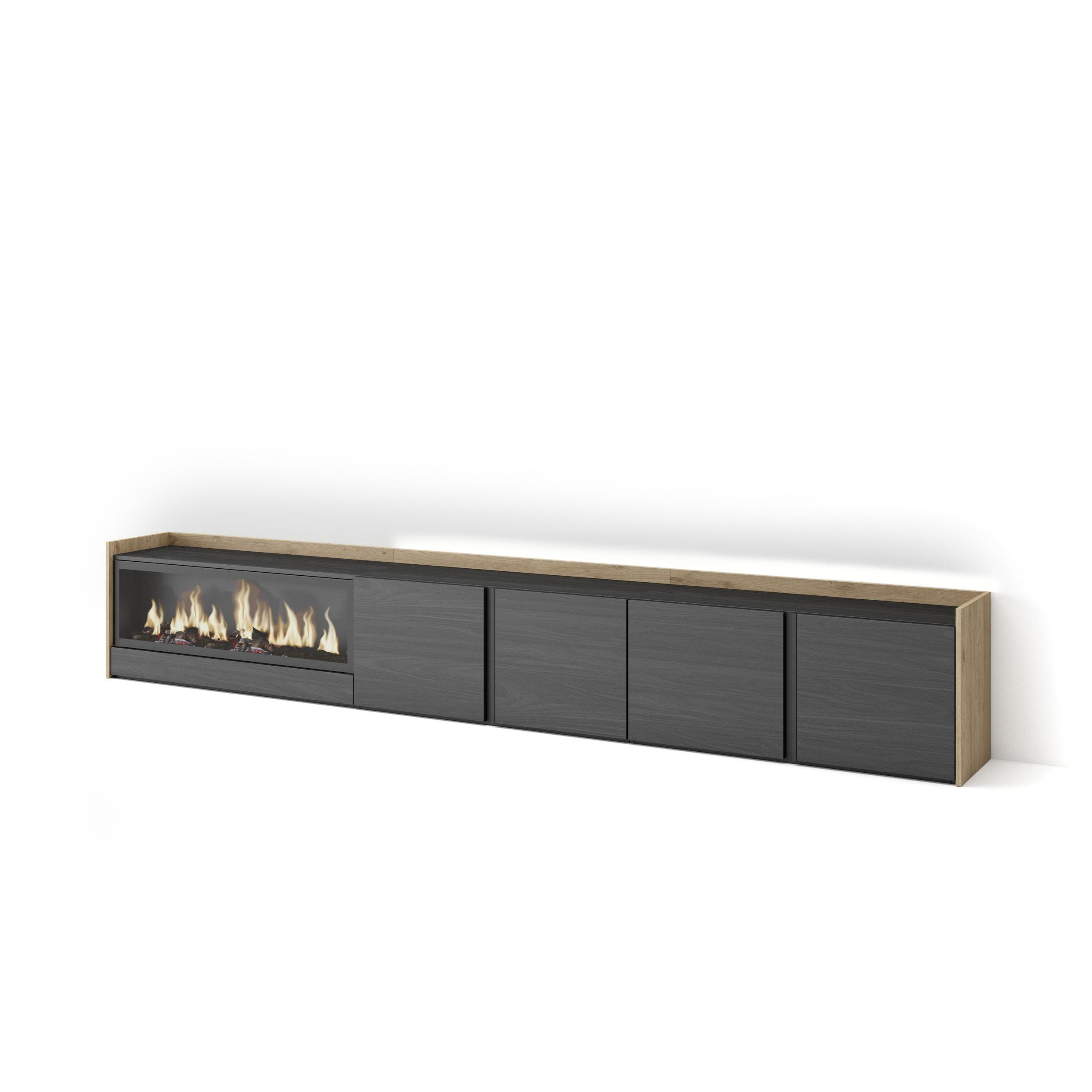 Skraut Home Lowboard, Schwarz 315x50x35 cm