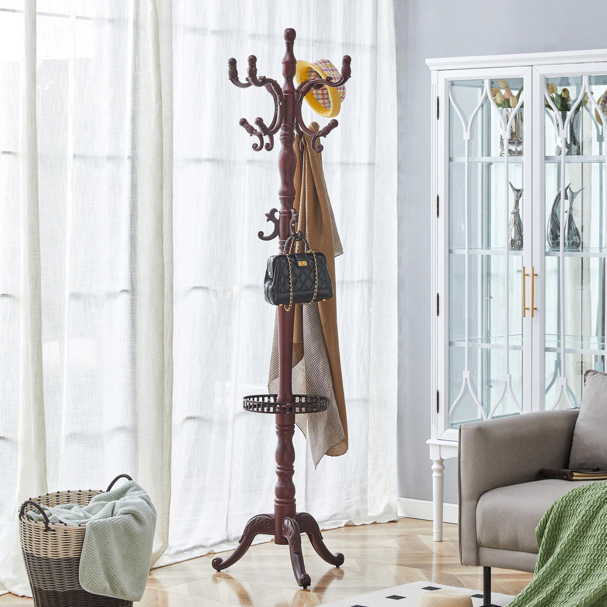 KLEIDERSTÄNDER mehrstöckig ca. 195 cm Massivholz Walnut - Braun, Metall (45/195/45cm) - Beauniv