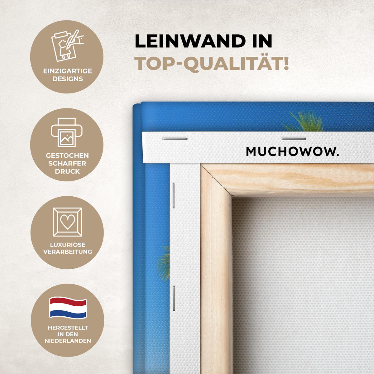 LEINWANDBILD Strand - Palme - Tropisch - Meer 20x30 cm - Grün, Textil (20/30cm) - MuchoWow